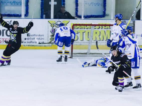 Manchester hit the net against Fife. Pic: Manchester Storm