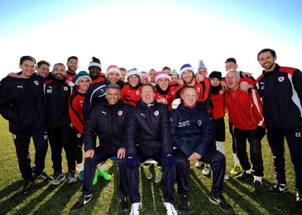 Raith Rovers Community Foundation chief Paul Doig and the Raith Rovers squad are supporting Forth one Mission Christmas -  credit - fife photo agency -