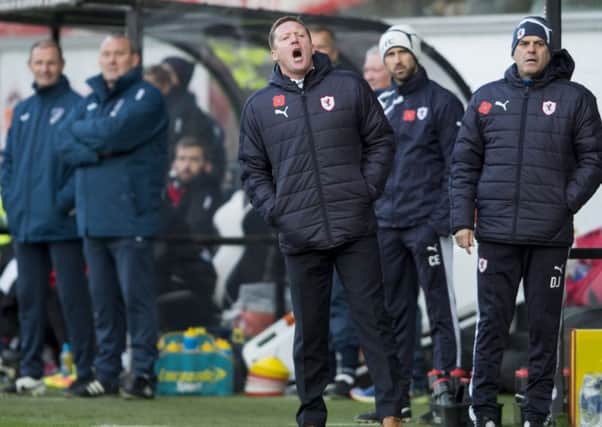 Gary Locke, centre, hopes his Raith troops can extend their unbeaten run (picture by Ian Rutherford)