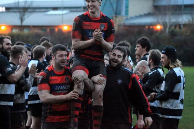 Alex Cregg is carried off by team mates after leading his side to a win before leaving for Australia.
