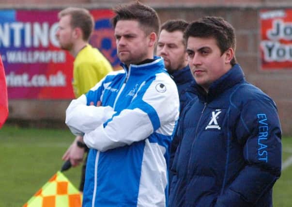 St Andrews United manager Craig Morrison watches on. Picture by Blair Smith.