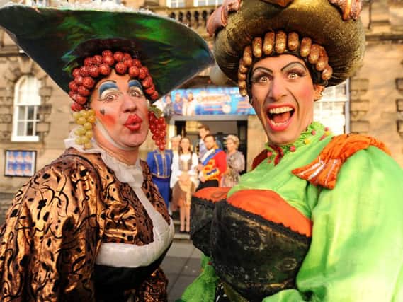 Ugly sisters Verruca and Flatula played by Greg Powrie and Derek McGhie. The Pantomime runs until January 7. Pic: FPA.