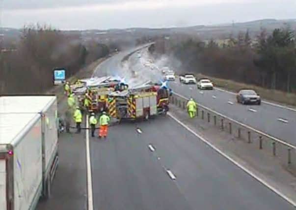 The Fire Service in attendance at the fire on the A92. (Picture: Traffic Scotland)