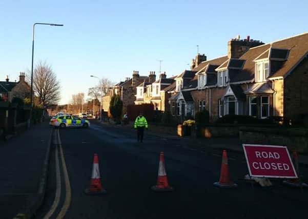 The road is closed from Victoria Gardens to the Bennochy railway bridge