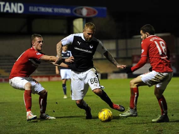 Ryan Stevenson made his Raith Rovers debut as a second half substitute in the Fife derby defeat to Dunfermline. Pic: Fife Photo Agency