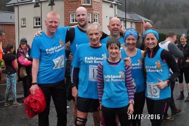 The FTR squad who contested the Callander Crags Hill Race -  Kevin Murray,Mike Murdoch,Bill Duff,Sandy Adam, Rosemary Lee, Susan Harley and Zoey Johnston.