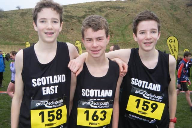 Iain McWhinnie, Ben Sandilands, Gavin McWhinnie (all Kirkcaldy) competed for East of Scotland Under 15 Boys team at the Great Edinburgh Cross-Country/Scottish Inter-District Championships.