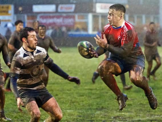 Action from Kirkcaldy's defeat to Heriots at a muddy Beveridge Park on Saturday. Pic: Michael Booth