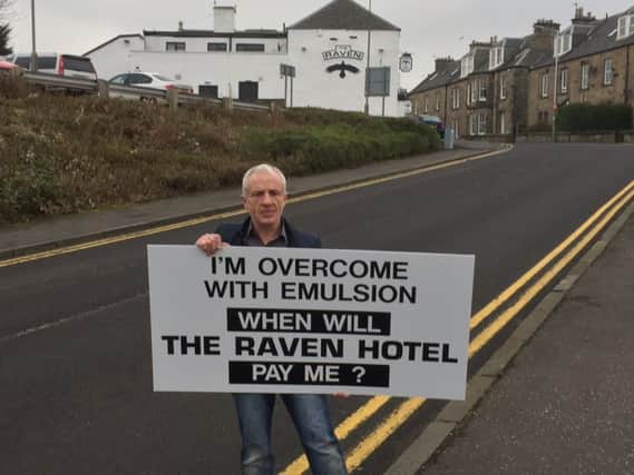 Mr McLachlan with his message to The Raven