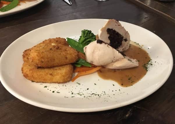 Chicken breast stuffed with Stornoway black pudding and served with a creamy Glayva sauce, panko croquettes & seasonal vegetables.