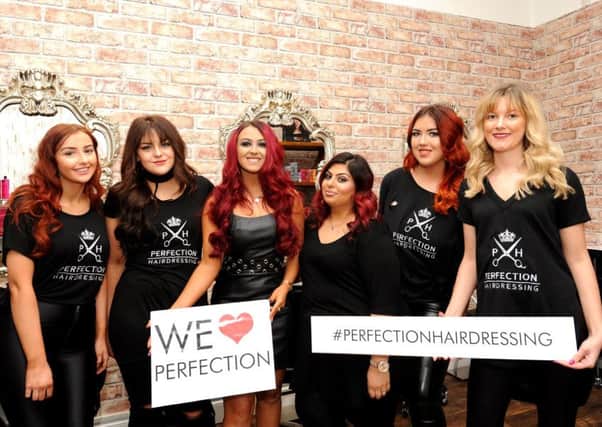 Staff at Perfection Hairdressing at the open day for its news premises. (Pic by Fife Photo Agency)