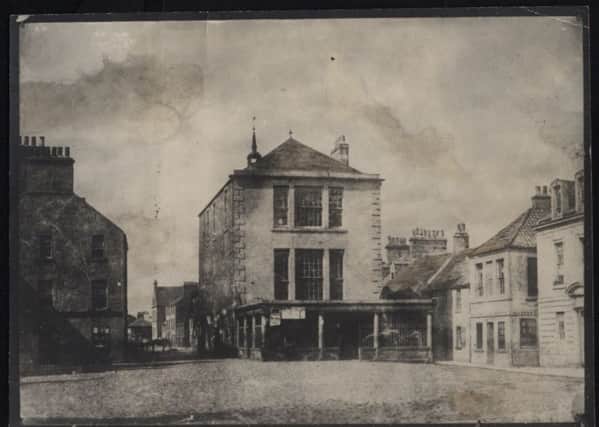 The Tollbooth, Market Street, St Andrews, demolished c. 1860. part of the 2016 Lost Buildings of St Andrews exhibition at the St Andrews Preservation Trust Museum.
PLEASE CREDIT Â© St Andrews Preservation Trust AND PHOTOGRAPHER POSSIBLY JOHN ADAMSON