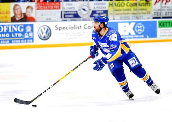 Kyle Haines, pictured in action for Fife Flyers, would love to meet Braehead Clan in the play-offs. Pic: Steve Gunn