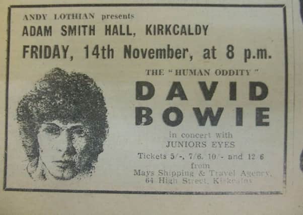David Bowie advert for Kirkcaldy gig - Glenrothes Gazette NOV 1969  (for use in the Gazetteer section GG 21/11/2012 edition)