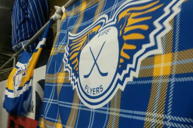 Fife Flyers fans flags rinkside