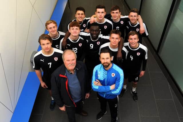 Craig Easton and director David Wann with the Development Squad (Pic by Fife Photo Agency)