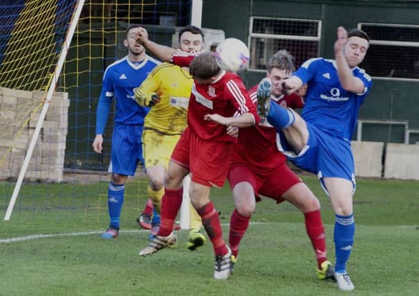 St Andrews United exert pressure on Glenrothes here in a previous game (picture by Peter Adamson).