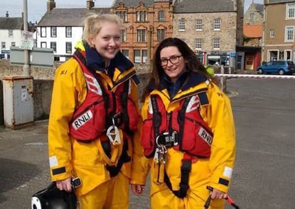A dramatic first 'shout' for RNLI volunteers Danielle Marr and Louise McNicoll. (Pic Martin MacNamara RNLI).