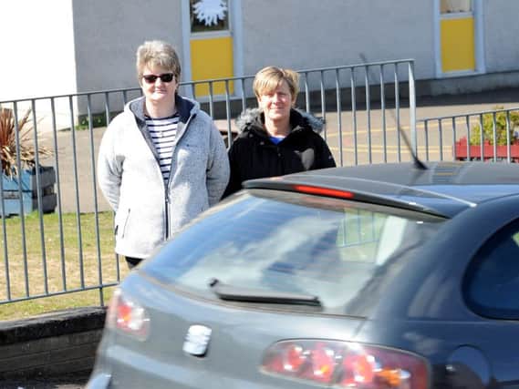 Sharon Reynolds (left) and Karen Shand outside the school. Pics by FPA