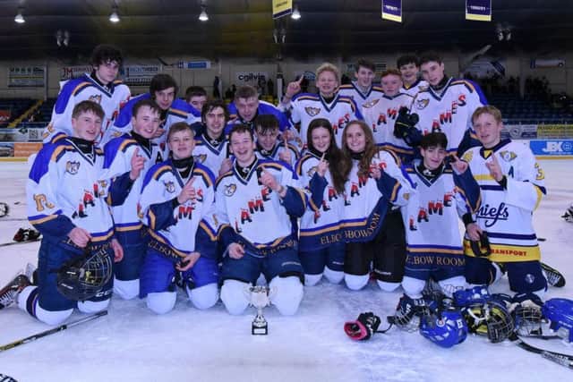 Fife Flames with the U16 trophy.