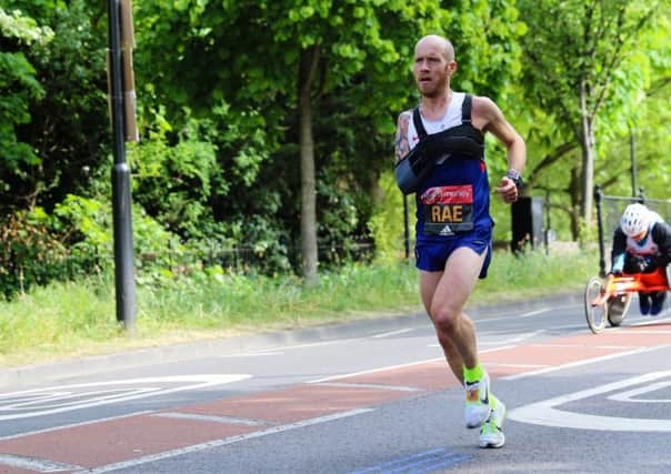 Derek Rae in action at last Sunday's London Marathon.