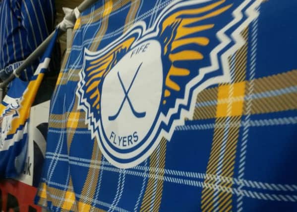 Fife Flyers fans flags rinkside