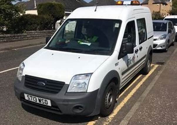 The Fife Council vehicle parked on double yellow lines whilst challenging the pensioner for being illegally parked.