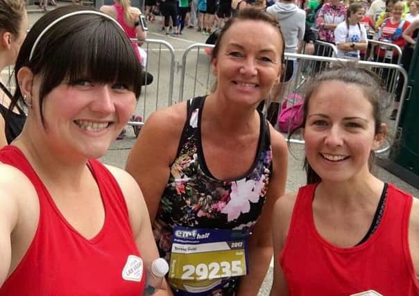Bex Oakenfull, Teresa Guild and Gillian Hewitt at the Edinburgh Half Marathon.