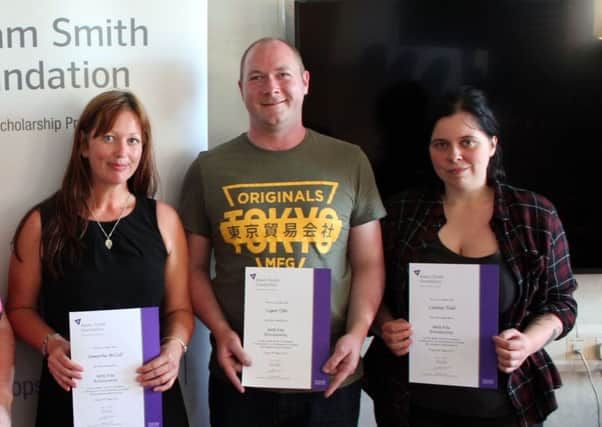 The students Samantha McColl; Logan Tyler and Lindsay Todd are pictured with their certificates.
