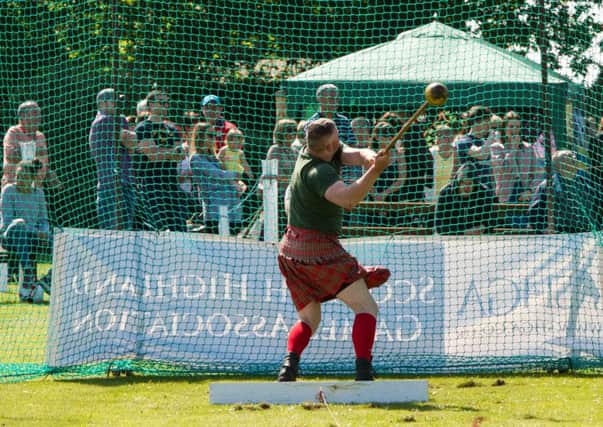 Action from last years Markinch Highland Games, which return to John Dixon Park this Sunday. Pic: Andrew Elder