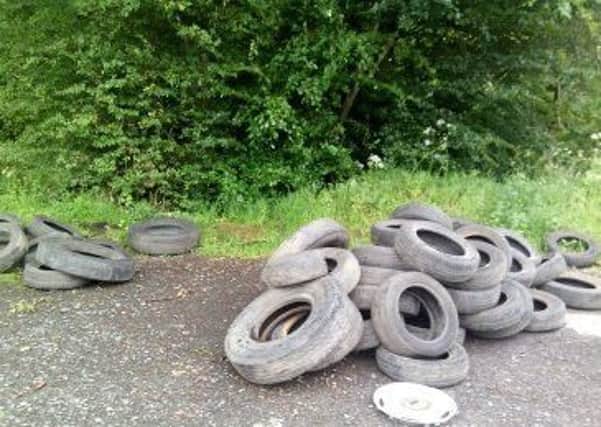 The tyres dumped at Keils Den.