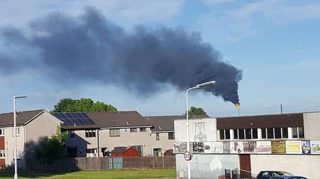 Black smoke pours from the Mossmorran plant at Cowdenbeath (picture by Paul Irvine)