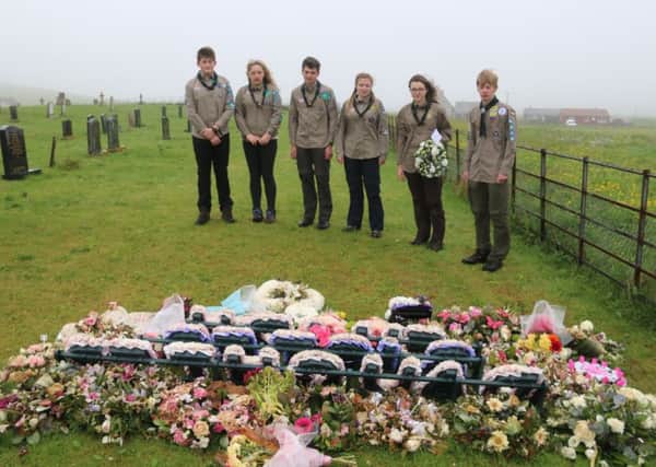 The six Venture Scouts lay a wreath in honour of14-year-old Eilidh MacLeod, one of the 22 killed in Manchester terror attack.