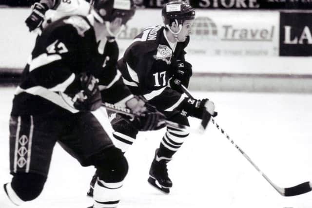 Mark Morrison, Fife Flyers, wearing the club's 60th anniversary strip, October 1998