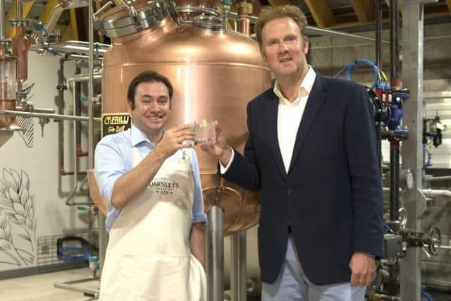 Distiller and gin ambassador Scott Gowans with Darnley's Gin founder William Wemyss at the new facility in Kingsbarns. Picture: Peter Adamson