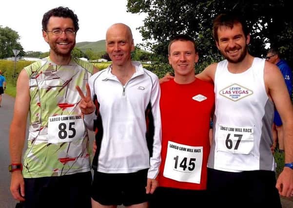 Iain Wallace, Chris Russell, Bryan McLaren and Andy Cargill at the Largo Law Hill Race.