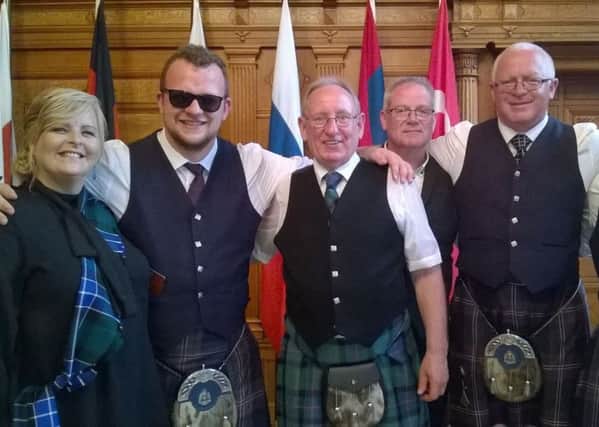 From left Councillor Carol Lindsay, James Wallace of Kirkcaldy and District Pipe Band, Robert Main, George Wallace Kirkcaldy and District Pipe Band.