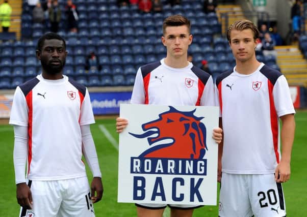 Young players either in or on the fringes of the first team at Stark's Park - from left, Yaw Osei, David McKay and Andreas Thorsen (picture by Walter Neilson)