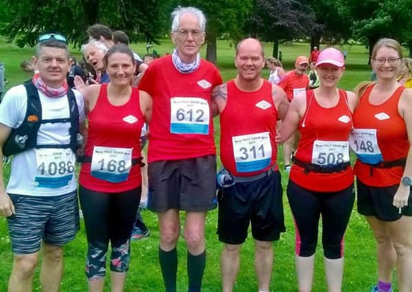 LLV in Dundee for the Dram and Half Dram runs.
Left to right - Robin Pate, Claire Doak, Peter Rieu-Clarke, Davie Hogg, Tracey Millar and Anna-Marie Dalziel.