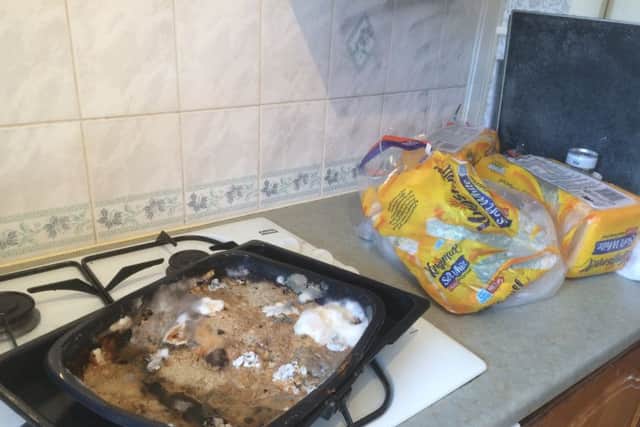 The food the family were cooking when police swooped on the house 33-days ago remains in the kitchen. (Pic Neil Henderson FFP).