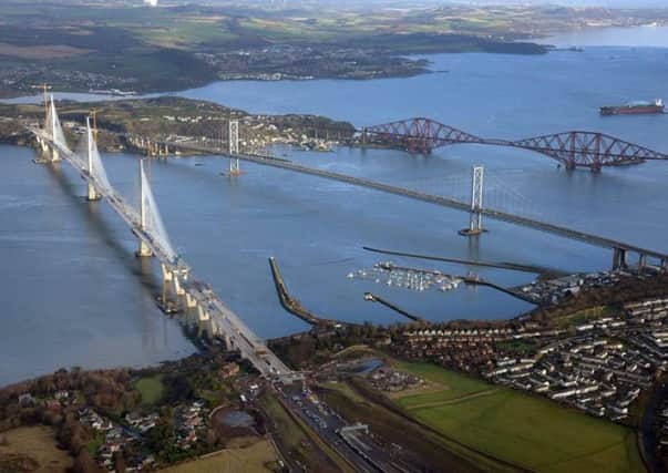 The Queensferry Crossing (left) and Forth Road Bridge (centre)
