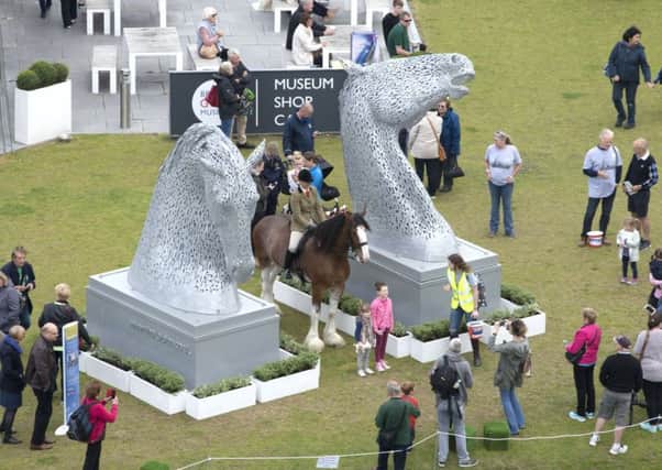 The Kelpie Maquettes were joined by Pixie, a Clydesdale horse. (Pic: Peter Adamson)