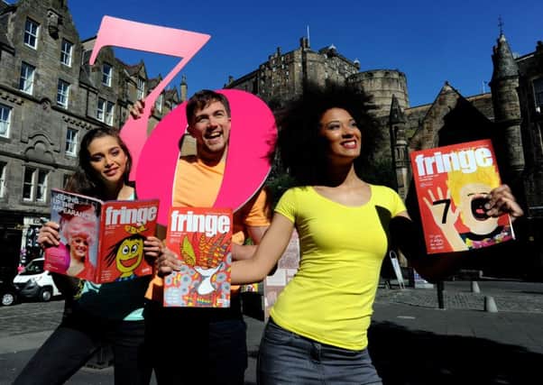 Pic Lisa Ferguson 07/06/2017

Talia Wallis (blue top), Neal Roxburgh (orange top), Mary Walsh (yellow)
The 2017 Edinburgh Festival Fringe programme was launched today. The 70th anniversary edition of the Edinburgh Festival Fringe will take place from 04  28 August 2017