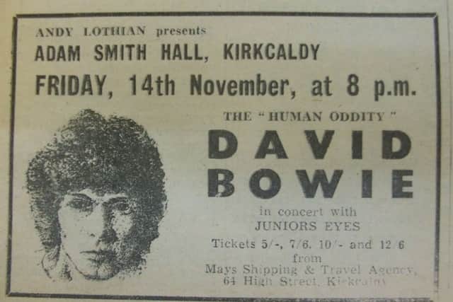 The FFP advert for David Bowie's Kirkcaldy gig in November 1969