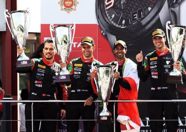 Jonny Adam (second from left) on the Spa-Francorchamps podium.