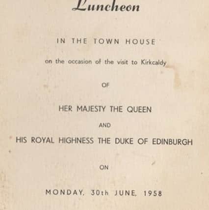 The menu for the royal lunch (courtesy of Fiona newton) in 1958