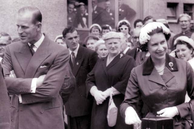 The royal couple meet the crowd in Kirkcaldy, 1958