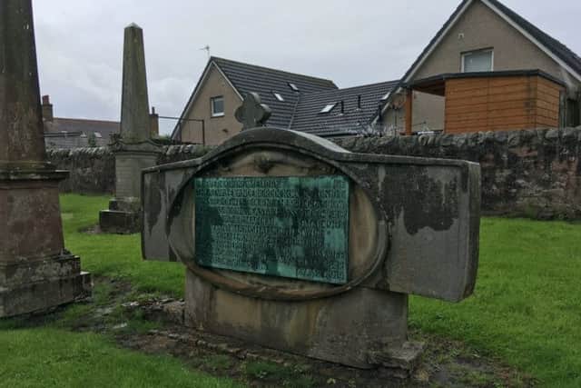 The Charles Rennie Mackintosh designed gravestone at Macduff cemetery
