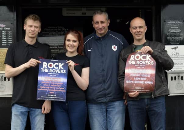 Pictured from left: Liam McEwan (Styx), Romy Sinclair (Styx], Gavin Quinn (RtR organiser) and Steven Watt (Project 6 lead singer).