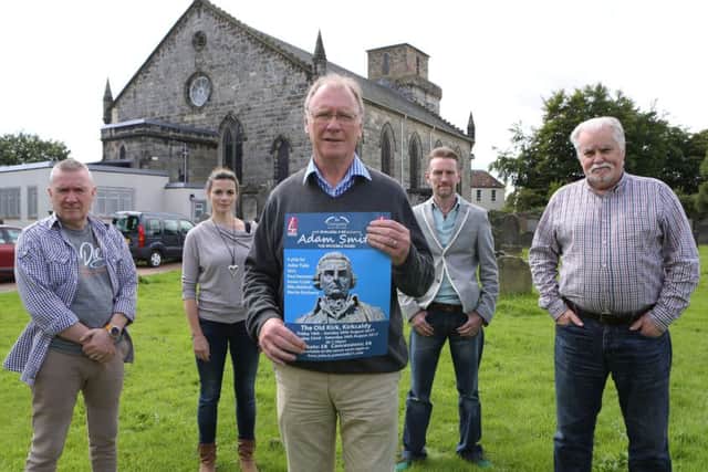Tha cast of 'Adam Smith - The Invisible Hand' with writer/director John Yule (centre) (all pics by David Cruikshanks)